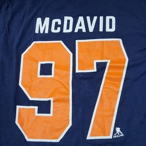 Connor McDavid #97 Edmonton Oilers Blue T-Shirt Men’s Large NHL Official Tee B92
